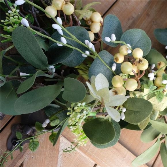 Artificial Green Leaf Eucalyptus Wreath,Berry Wreath for Spring,Summer - Picture 5 of 7